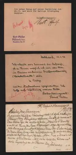 B12409 SBZ Thüringen 3x Postkarte Pößneck 1946 Greiz Erfurt 1945