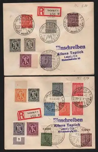 B12423 SBZ Westsachsen 2x R-Brief Leipzig Leipziger Messe SST 1946 AM Post Marke
