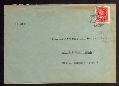 B1106 Brief SBZ Camburg Saale Thüringen 12.1.46 an Provinzialverwaltung Sachsen