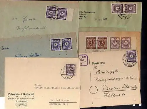 B1075 6x Brief Karte SBZ Ostsachsen 58 EF MeF Nossen Pillnitz Görlitz Dresden Pi