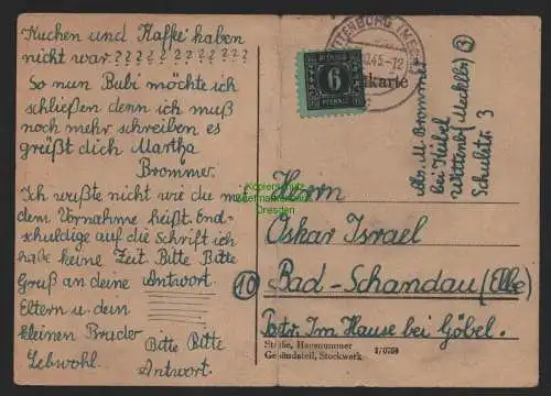 B11206 Postkarte SBZ Mecklenburg Wittenburg Meckl. 1945 gepr. Schmidt VPEX