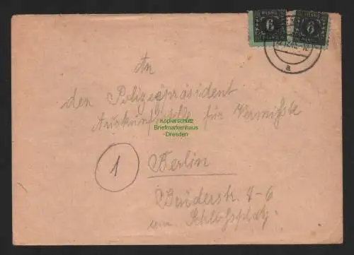 B11210 Brief SBZ Meckl. 1945 Tessin n. Berlin Polizeipräsident Vermisstenstelle