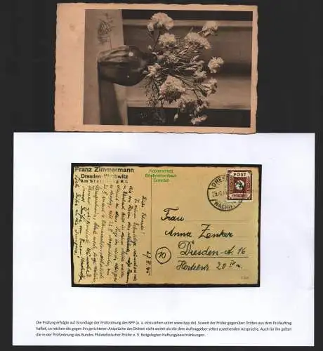 B11223 Postkarte SBZ Ostsachsen 1945 42 G Ortskarte Wachwitz gepr. Jasch BPP Bef