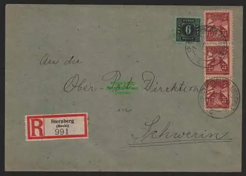 B11241 Brief Einschreiben SBZ Mecklenburg 1946 Sternberg nach Schwerin gepr. Kra