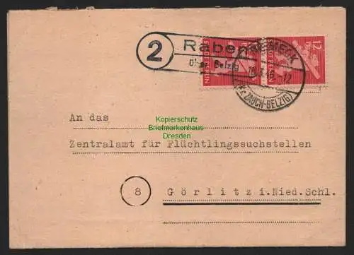 B11231 Brief SBZ 5A Notstempel Landpoststempel Raben über Belzig gepr. Schmidt
