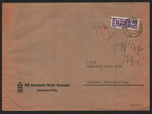 B14109 DDR ZKD Brief 1957 12 1109 Stadtroda VEB Keramische Werke Hermsdorf Thür.