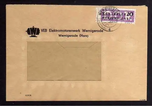 B1410 DDR ZKD 11 Kontrollzahl 7019 Brief Wernigerode geprüft BPP VEB Elektromoto