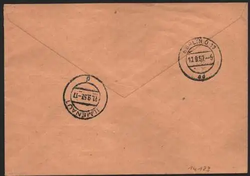 B14123 DDR ZKD Brief 1957 11 1203 Ilmenau Deutsches Amt für Material- und Warenp