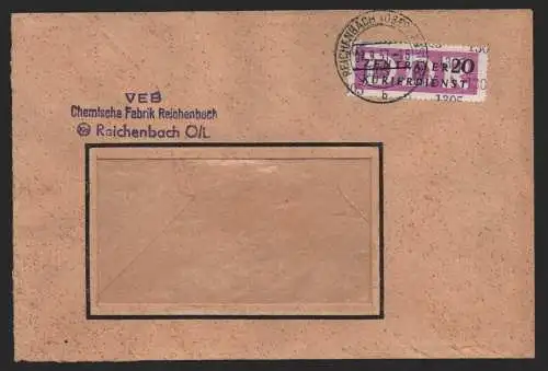 B14160 DDR ZKD Brief 1957 15 1305 Görlitz VEB Chemische Fabrik Reichenbach O/L.
