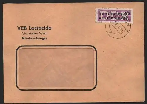 B14198 DDR ZKD Brief 1957 11 1404 Döbeln  VEB Lactacida Chemisches Werk Niederst