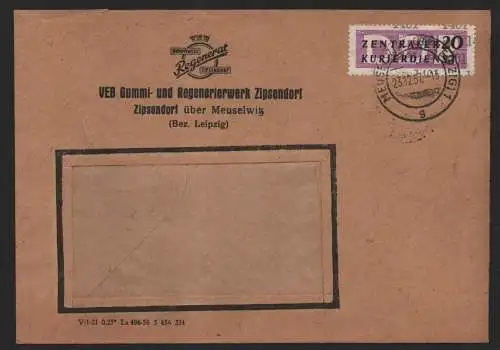 B14191 DDR ZKD Brief 1957 11 1401 Altenburg VEB Regenerat Gummi- und Regenerierw