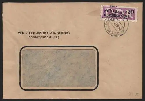 B14131 DDR ZKD Brief 1957 11 1207 Sonneberg VEB Stern-Radio an nach Bad Blankenb