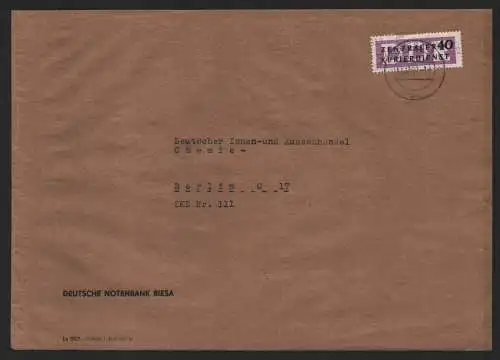 B14176 DDR ZKD Brief 1957 12 1312 Riesa Deutsche Notenbank an DIA Chemie Berlin