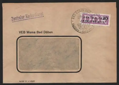 B14200 DDR ZKD Brief 1957 11 1405 Eilenburg VEB Wema Bad Düben  an nach Berlin O