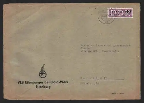 B14201 DDR ZKD Brief 1957 12 1405 Eilenburg VEB Eilenburger Celluloid Werk an DI