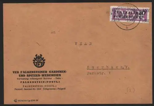 B14221 DDR ZKD Brief 1957 11 1503 Auerbach/Vogtl. VEB Falkensteiner Gardinen und