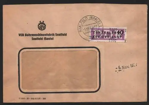 B14105 DDR ZKD Brief 1957 12 1107 Saalfeld VEB Bohrmaschinenfabrik an nach Berli