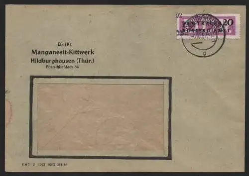 B14121 DDR ZKD Brief 1957 15 1202 Hildburghausen VEB Manganesit-Kittwerk an nach