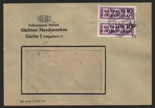 B14156 DDR ZKD Brief 1957 2x10 1305 Görlitz GMB Görlitzer Maschinenbau an nach M