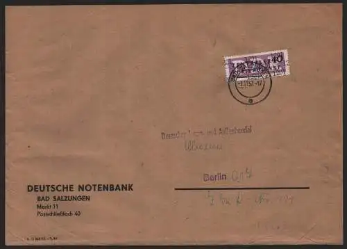 B14119 DDR ZKD Brief 1957 12 1201 Bad Salzungen Deutsche Notenbank an DIA Innen-