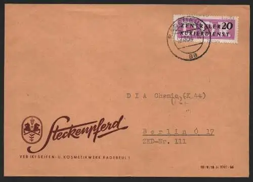 B14136 DDR ZKD Brief 1957 15 1300 Dresden VEB Seifen- und Kosmetikwerk Steckenpf