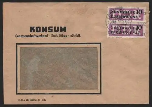 B14166 DDR ZKD Brief 1957 2x10 1308 Löbau  Konsum Genossenschaftsverband an nach