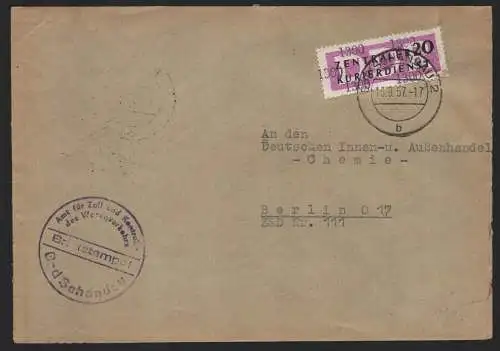 B14139 DDR ZKD Brief 1957 15 1300 Dresden Amt für Zoll und Kontrolle des Warenve