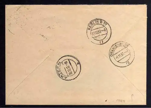 B1421 DDR ZKD 15 Kontrollzahl 8001 Brief Artern geprüft BPP VEB Maschinenfabrik