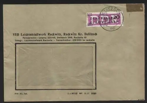 B14197 DDR ZKD Brief 1957 15 1403 Delitzsch VEB Leichtmetallwerk Rackwitz an nac