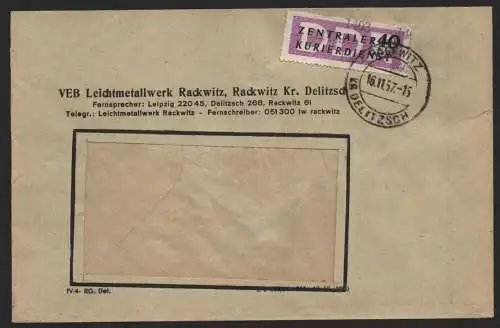 B14196 DDR ZKD Brief 1957 12 1403 Delitzsch VEB Leichtmetallwerk Rackwitz an nac