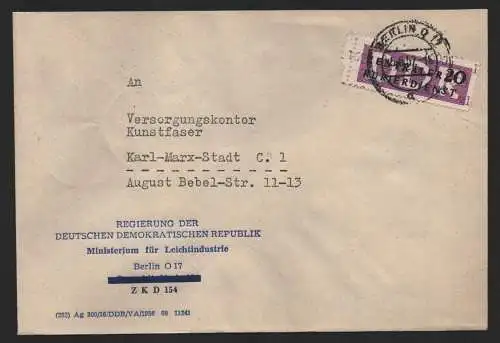B14264 DDR ZKD Brief 1957 11 1600 Berlin Ministerien Regierung der DDR Ministeri