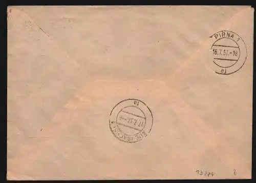 B13284 DDR Dienst ZKD 15 1311 Brief 1957 Pirna VEB Zellstoffwerke  Niederschlema