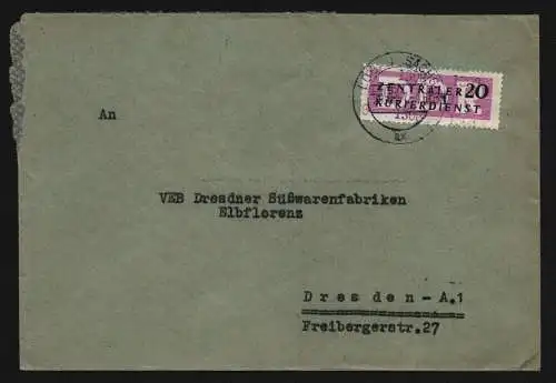 B13275 DDR Dienst ZKD 15 1308 Brief 1957 Konsum Oppach an Elbflorenz Dresden