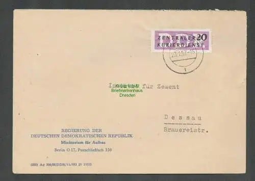B-5514 Brief ZKD 7 Regierung Ministerium für Aufbau Institut für Zement Dessau