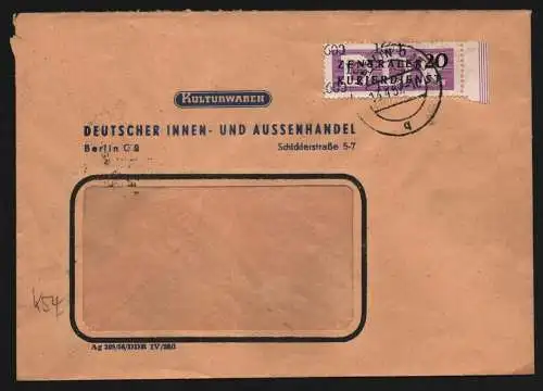 B13350 DDR Dienst ZKD 11 1600 Brief 1957 Berlin Deutscher Innen- Aussenhandel