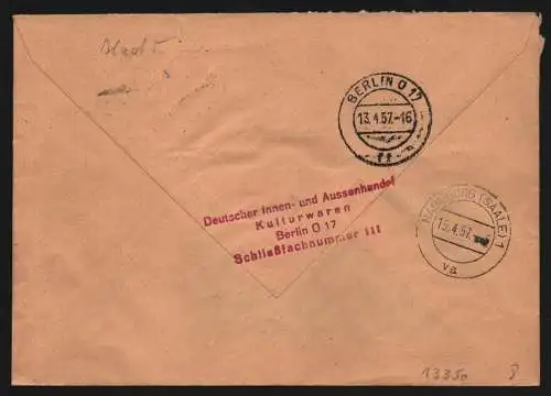 B13350 DDR Dienst ZKD 11 1600 Brief 1957 Berlin Deutscher Innen- Aussenhandel