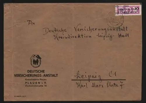 B11912 DDR ZKD 15 1515 Brief Reichenbach Vogtl. 1957 Plauen nach Leipzig