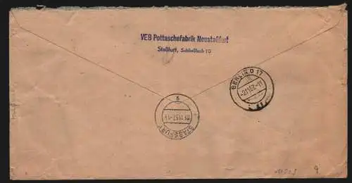 B11909 DDR ZKD 12 7015 Brief 1957 Staßfurt Neustaßfurt VEB Pottaschefabrik nach