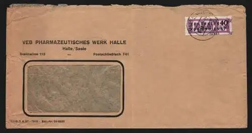 B11928 DDR ZKD 12 8000 Brief 1957 VEB Pharmazeutisches Werk Halle nach Berlin