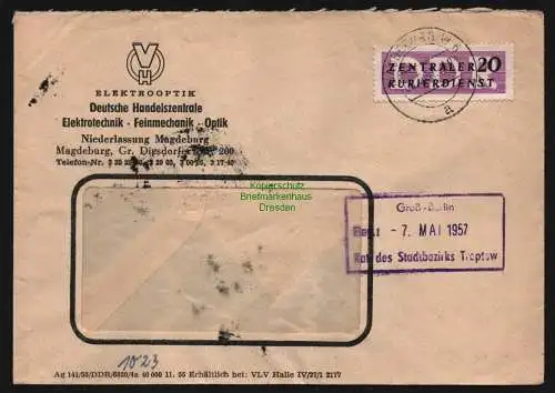 B12644 DDR ZKD 1957 7 Brief Spätverwendung unzulässig 6.5.57 Magdeburg Berlin