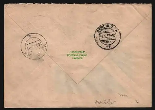 B12644 DDR ZKD 1957 7 Brief Spätverwendung unzulässig 6.5.57 Magdeburg Berlin