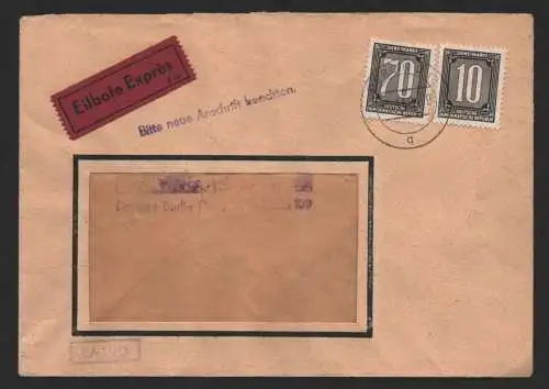 B-14488 Brief DDR ZKD 5 70 Pfg. kleinformatiger Eilbrief sehr selten Berlin O17