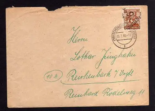h876 Brief Handstempel Bezirk 29 Schönebeck 2 3.7.48 24 Pfennig gepr. Dr. Modry