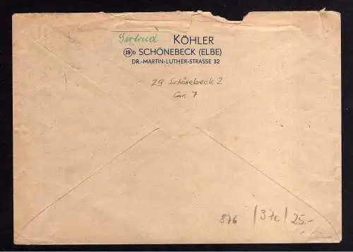 h876 Brief Handstempel Bezirk 29 Schönebeck 2 3.7.48 24 Pfennig gepr. Dr. Modry