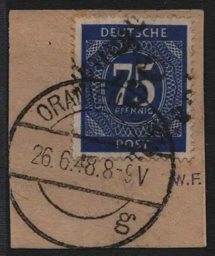 h6641 SBZ Handstempel Bezirk 36 Oranienburg Ziffer 75 Bfst. Oranienburg gepr BPP