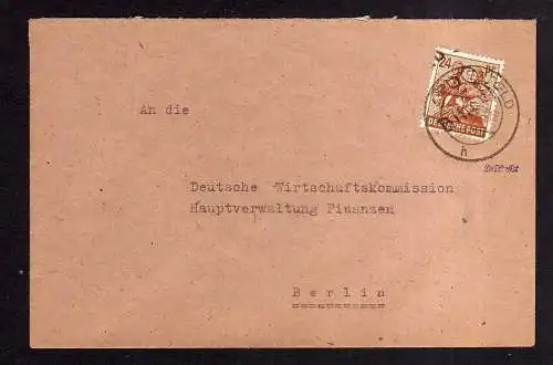 h667 Brief Handstempel Bezirk 20 Bitterfeld 30.6.48 an Deutsche Wirtschaftskommi