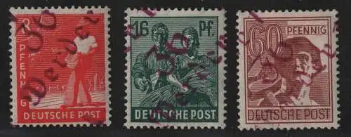 h6750 SBZ Handstempel Bezirk 36 Werder rot 8, 16 Pfg. **, 60 Pfg. * gepr. BPP