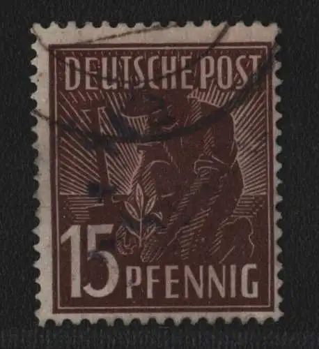 h6681 SBZ Handstempel Bezirk 36 Rhinow 15 Pfg. 171 gestempelt nachgezähnt gepr.