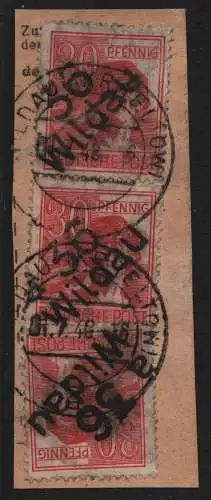 h6770 SBZ Handstempel Bezirk 36 Wildau 3x 30 Pfennig gestempelt auf PKA gepr BPP