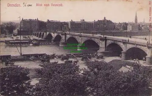 155554 AK Dresden 1905 Blick nach Neustadt Kurfürstenplatz Albertbrücke